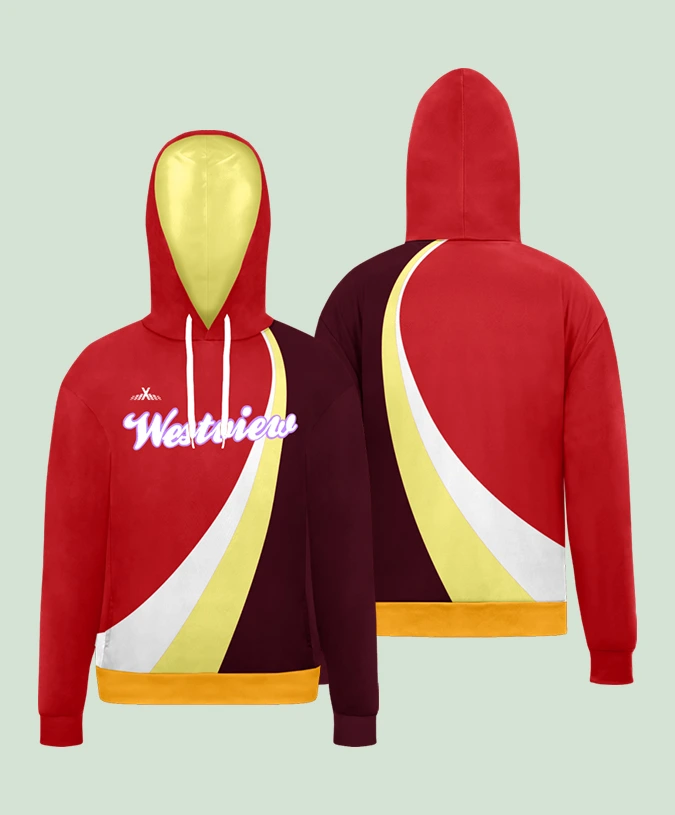 Custom Pullover Hoodie in Red & Gold