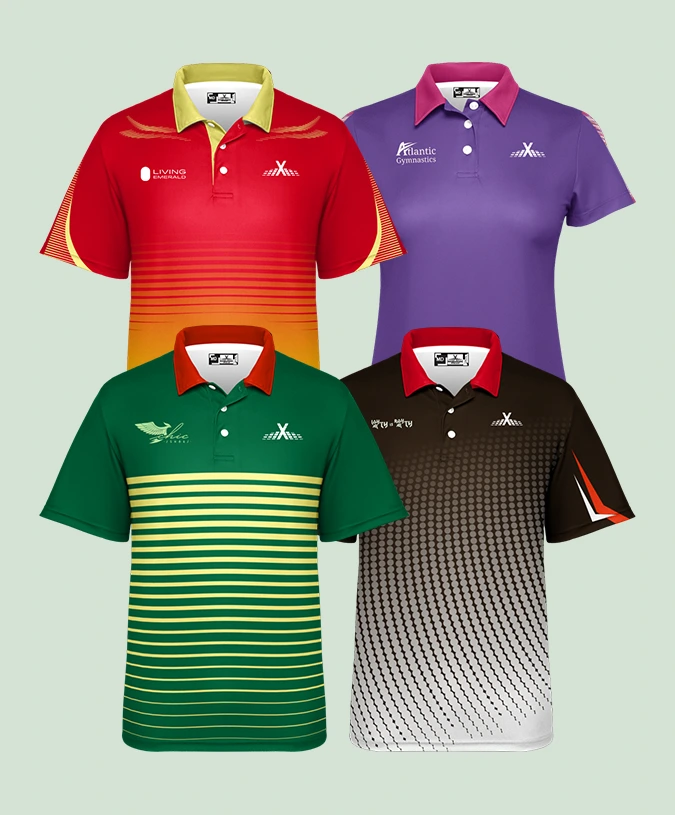 Wholesale Trendy Sublimated Polo Shirts Green & Red Collection